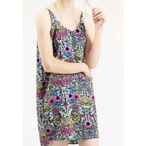 Topshop Teal Floral Shift Dress Size 4